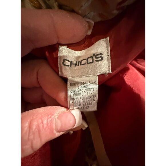 Chico’s 100% Silk 3-Button Embroidered Blazer Size S - Picture 11 of 12